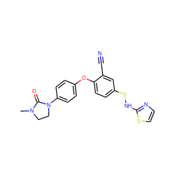 CN1CCN(c2ccc(Oc3ccc(SNc4nccs4)cc3C#N)cc2)C1=O ZINC000095583707