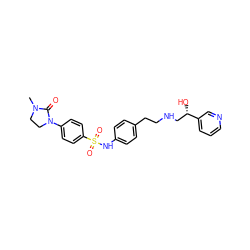 CN1CCN(c2ccc(S(=O)(=O)Nc3ccc(CCNC[C@H](O)c4cccnc4)cc3)cc2)C1=O ZINC000027876320