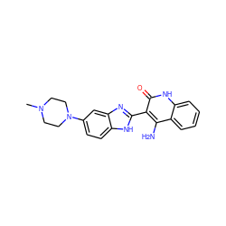 CN1CCN(c2ccc3[nH]c(-c4c(N)c5ccccc5[nH]c4=O)nc3c2)CC1 ZINC000036176823