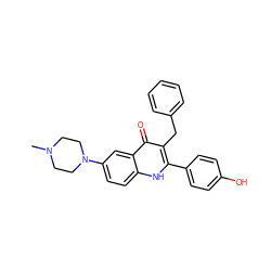 CN1CCN(c2ccc3[nH]c(-c4ccc(O)cc4)c(Cc4ccccc4)c(=O)c3c2)CC1 ZINC000072113345