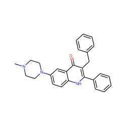 CN1CCN(c2ccc3[nH]c(-c4ccccc4)c(Cc4ccccc4)c(=O)c3c2)CC1 ZINC000072114192