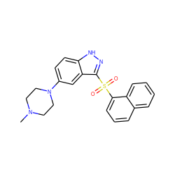 CN1CCN(c2ccc3[nH]nc(S(=O)(=O)c4cccc5ccccc45)c3c2)CC1 ZINC000003820933