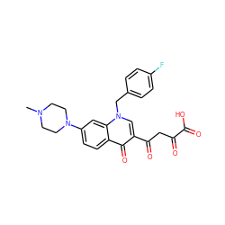 CN1CCN(c2ccc3c(=O)c(C(=O)CC(=O)C(=O)O)cn(Cc4ccc(F)cc4)c3c2)CC1 ZINC000169312560