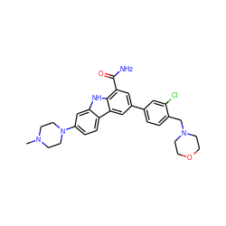 CN1CCN(c2ccc3c(c2)[nH]c2c(C(N)=O)cc(-c4ccc(CN5CCOCC5)c(Cl)c4)cc23)CC1 ZINC000113207044