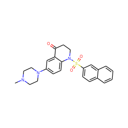 CN1CCN(c2ccc3c(c2)C(=O)CCN3S(=O)(=O)c2ccc3ccccc3c2)CC1 ZINC000066258812