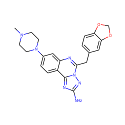 CN1CCN(c2ccc3c(c2)nc(Cc2ccc4c(c2)OCO4)n2nc(N)nc32)CC1 ZINC000116236520