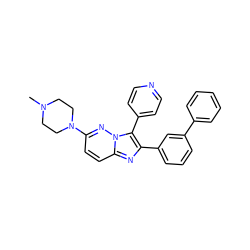 CN1CCN(c2ccc3nc(-c4cccc(-c5ccccc5)c4)c(-c4ccncc4)n3n2)CC1 ZINC000653760572