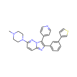 CN1CCN(c2ccc3nc(-c4cccc(-c5ccsc5)c4)c(-c4ccncc4)n3n2)CC1 ZINC000653760715