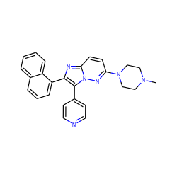 CN1CCN(c2ccc3nc(-c4cccc5ccccc45)c(-c4ccncc4)n3n2)CC1 ZINC000653749412