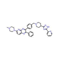 CN1CCN(c2ccc3nc(-c4ccccc4)c(-c4ccc(CN5CCC(c6n[nH]c(-c7ccccn7)n6)CC5)cc4)nc3n2)CC1 ZINC000044281224