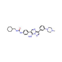 CN1CCN(c2cccc(-c3cnn4c(N)c(-c5ccc(NC(=O)NCC6CCCCC6)cc5)cnc34)c2)CC1 ZINC000049775702