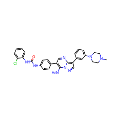 CN1CCN(c2cccc(-c3cnn4c(N)c(-c5ccc(NC(=O)Nc6ccccc6Cl)cc5)cnc34)c2)CC1 ZINC000049793642