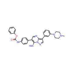 CN1CCN(c2cccc(-c3cnn4c(N)c(-c5ccc(NC(=O)Oc6ccccc6)cc5)cnc34)c2)CC1 ZINC000049046932