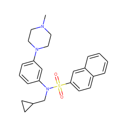 CN1CCN(c2cccc(N(CC3CC3)S(=O)(=O)c3ccc4ccccc4c3)c2)CC1 ZINC000058583642