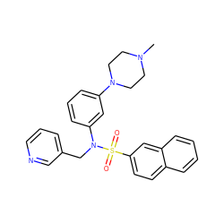 CN1CCN(c2cccc(N(Cc3cccnc3)S(=O)(=O)c3ccc4ccccc4c3)c2)CC1 ZINC000058583355