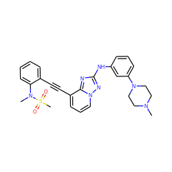 CN1CCN(c2cccc(Nc3nc4c(C#Cc5ccccc5N(C)S(C)(=O)=O)cccn4n3)c2)CC1 ZINC000096169712