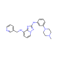 CN1CCN(c2cccc(Nc3nc4c(NCc5cccnc5)cccn4n3)c2)CC1 ZINC000096169675