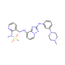 CN1CCN(c2cccc(Nc3nc4c(NCc5cccnc5N(C)S(C)(=O)=O)cccn4n3)c2)CC1 ZINC000146996298