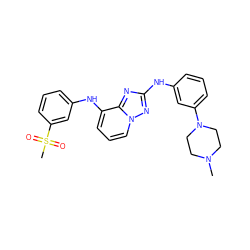 CN1CCN(c2cccc(Nc3nc4c(Nc5cccc(S(C)(=O)=O)c5)cccn4n3)c2)CC1 ZINC000148174962