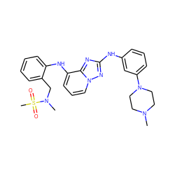 CN1CCN(c2cccc(Nc3nc4c(Nc5ccccc5CN(C)S(C)(=O)=O)cccn4n3)c2)CC1 ZINC000096169694