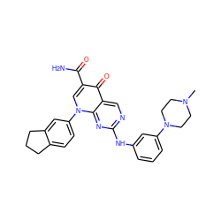 CN1CCN(c2cccc(Nc3ncc4c(=O)c(C(N)=O)cn(-c5ccc6c(c5)CCC6)c4n3)c2)CC1 ZINC000029125514