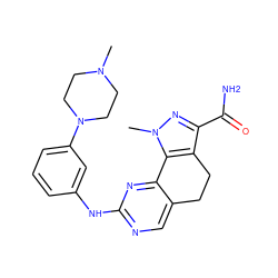 CN1CCN(c2cccc(Nc3ncc4c(n3)-c3c(c(C(N)=O)nn3C)CC4)c2)CC1 ZINC000042201299