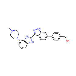 CN1CCN(c2cccc3[nH]c(-c4n[nH]c5cc(-c6ccc(CO)cc6)ccc45)nc23)CC1 ZINC000040913365