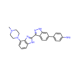 CN1CCN(c2cccc3[nH]c(-c4n[nH]c5cc(-c6ccc(N)cc6)ccc45)nc23)CC1 ZINC000037857353