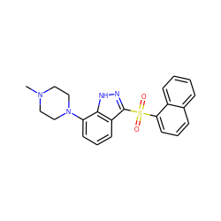 CN1CCN(c2cccc3c(S(=O)(=O)c4cccc5ccccc45)n[nH]c23)CC1 ZINC000064754897