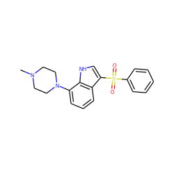 CN1CCN(c2cccc3c(S(=O)(=O)c4ccccc4)c[nH]c23)CC1 ZINC000038192572