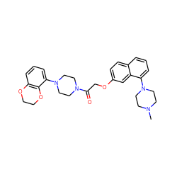 CN1CCN(c2cccc3ccc(OCC(=O)N4CCN(c5cccc6c5OCCO6)CC4)cc23)CC1 ZINC000013606643