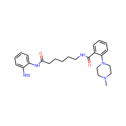 CN1CCN(c2ccccc2C(=O)NCCCCCC(=O)Nc2ccccc2N)CC1 ZINC000117585521