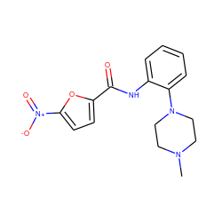 CN1CCN(c2ccccc2NC(=O)c2ccc([N+](=O)[O-])o2)CC1 ZINC000002443701