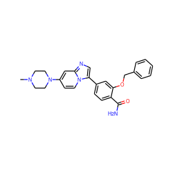 CN1CCN(c2ccn3c(-c4ccc(C(N)=O)c(OCc5ccccc5)c4)cnc3c2)CC1 ZINC001772632750