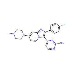 CN1CCN(c2ccn3c(-c4ccnc(N)n4)c(-c4ccc(F)cc4)nc3c2)CC1 ZINC000040953057