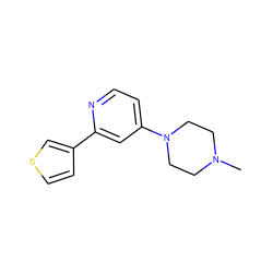 CN1CCN(c2ccnc(-c3ccsc3)c2)CC1 ZINC000059114253