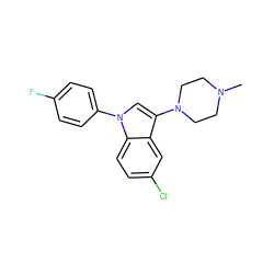 CN1CCN(c2cn(-c3ccc(F)cc3)c3ccc(Cl)cc23)CC1 ZINC000013452401