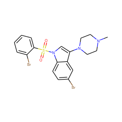 CN1CCN(c2cn(S(=O)(=O)c3ccccc3Br)c3ccc(Br)cc23)CC1 ZINC000066260120