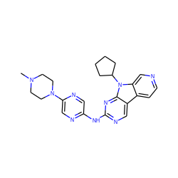 CN1CCN(c2cnc(Nc3ncc4c5ccncc5n(C5CCCC5)c4n3)cn2)CC1 ZINC000169706655