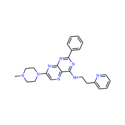 CN1CCN(c2cnc3c(NCCc4ccccn4)nc(-c4ccccc4)nc3n2)CC1 ZINC000142662425