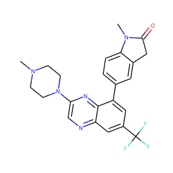 CN1CCN(c2cnc3cc(C(F)(F)F)cc(-c4ccc5c(c4)CC(=O)N5C)c3n2)CC1 ZINC000040401485