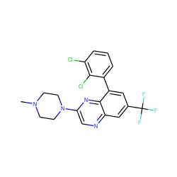 CN1CCN(c2cnc3cc(C(F)(F)F)cc(-c4cccc(Cl)c4Cl)c3n2)CC1 ZINC000040379597