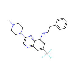 CN1CCN(c2cnc3cc(C(F)(F)F)cc(NCCc4ccccc4)c3n2)CC1 ZINC000040867076