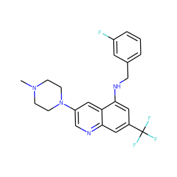 CN1CCN(c2cnc3cc(C(F)(F)F)cc(NCc4cccc(F)c4)c3c2)CC1 ZINC000071316892