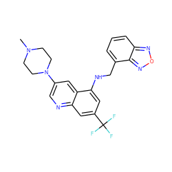 CN1CCN(c2cnc3cc(C(F)(F)F)cc(NCc4cccc5nonc45)c3c2)CC1 ZINC000169329664