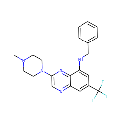 CN1CCN(c2cnc3cc(C(F)(F)F)cc(NCc4ccccc4)c3n2)CC1 ZINC000040867075