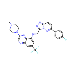 CN1CCN(c2cnc3cc(C(F)(F)F)cc(NCc4nnc5ccc(-c6ccc(F)cc6)nn45)c3n2)CC1 ZINC000095560793