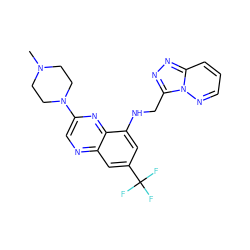 CN1CCN(c2cnc3cc(C(F)(F)F)cc(NCc4nnc5cccnn45)c3n2)CC1 ZINC000095559713