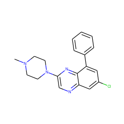 CN1CCN(c2cnc3cc(Cl)cc(-c4ccccc4)c3n2)CC1 ZINC000040861984