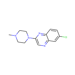 CN1CCN(c2cnc3cc(Cl)ccc3n2)CC1 ZINC000025967318